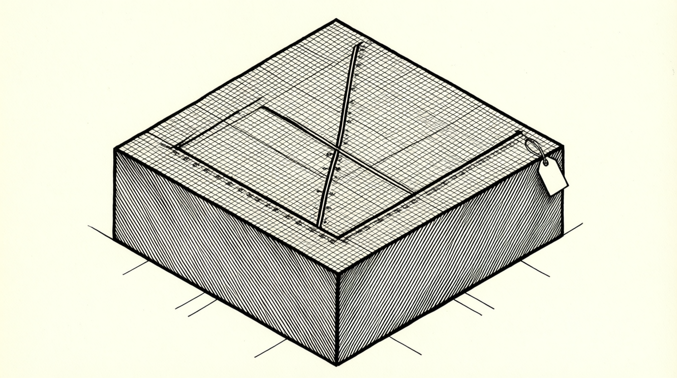 Isometric graph paper block showing a break-even chart with intersecting revenue and cost lines.